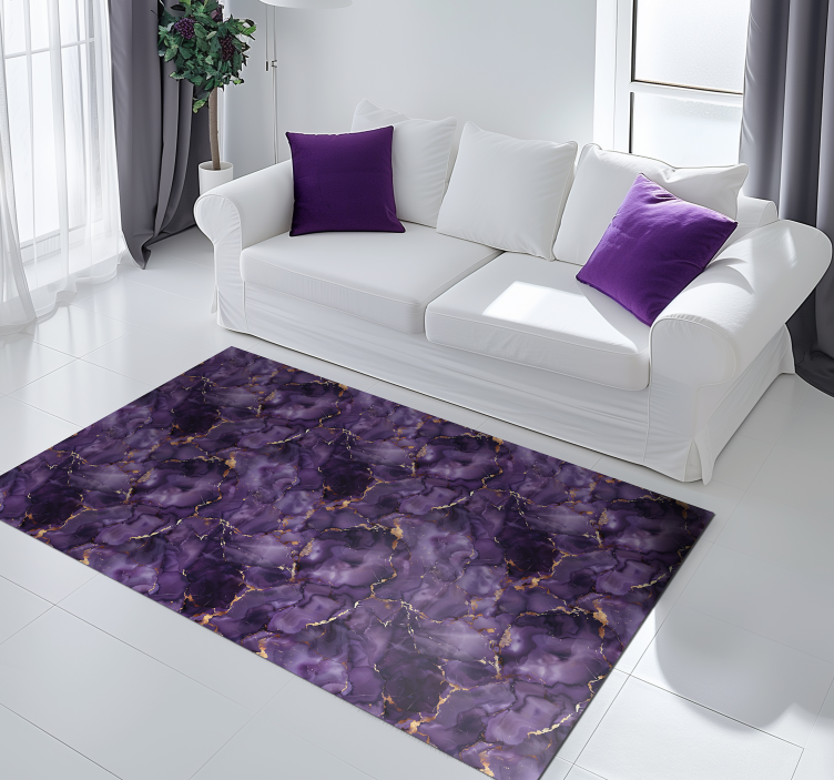 Purple color marble vinyl rug - TenStickers