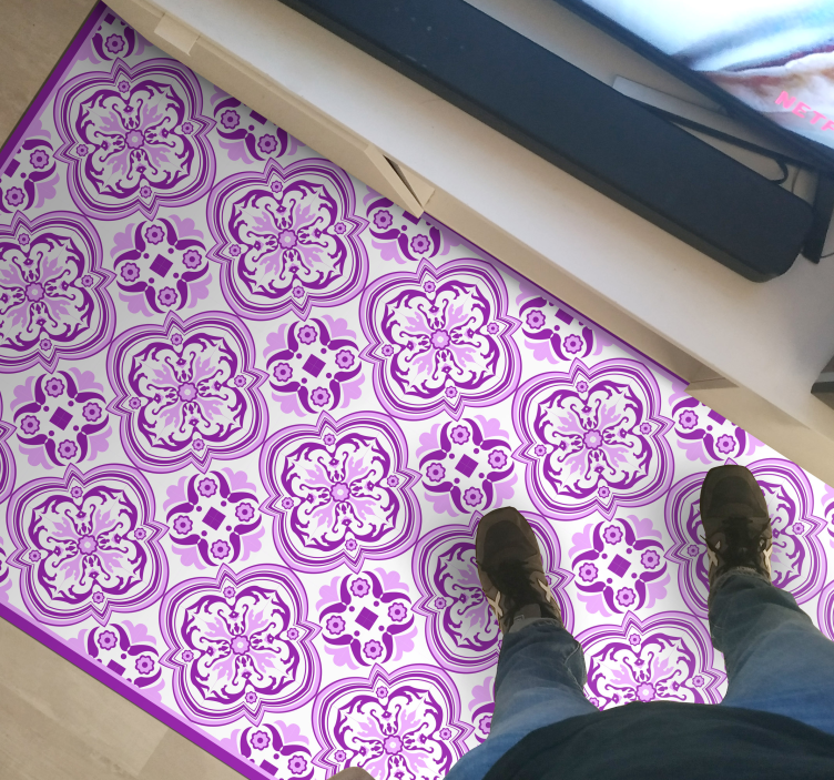 Purple Ornamental mosaic vinyl rug - TenStickers