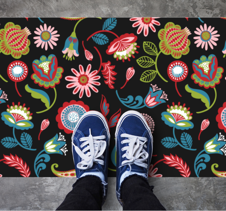Lively Botanical Motivation floral vinyl rug - TenStickers