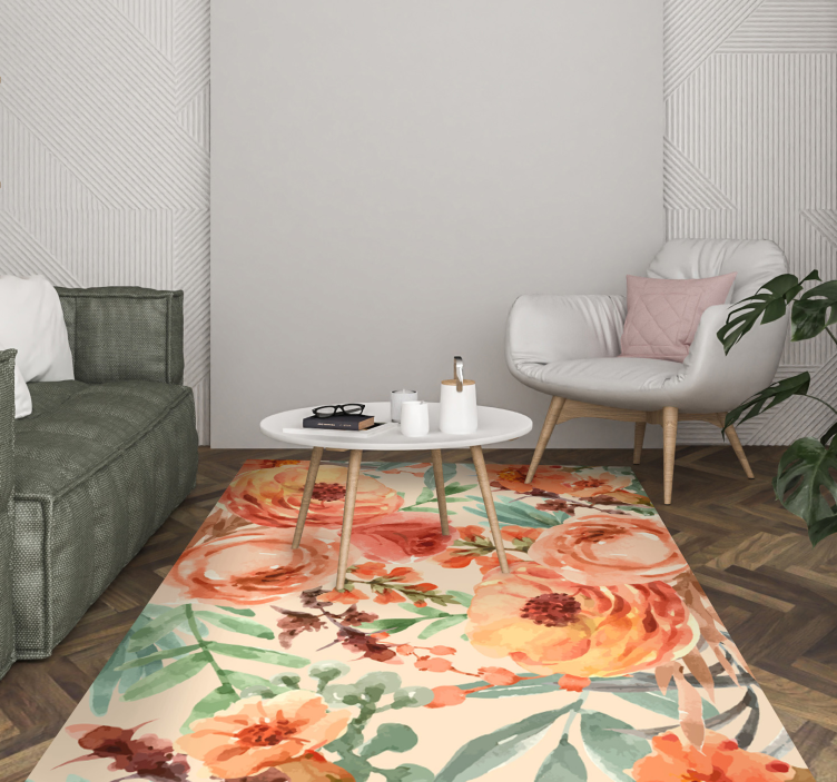 Vibrant Showcase nature floral vinyl rug - TenStickers