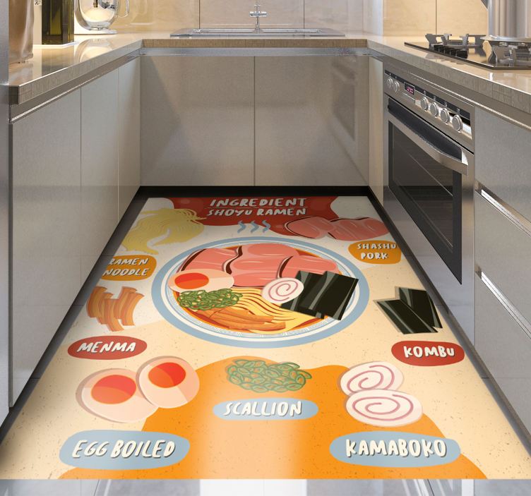 Ramen ingredients display kitchen vinyl rug - TenStickers