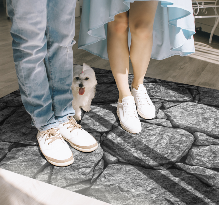 Realistic grey Pattern stone effect vinyl rug - TenStickers