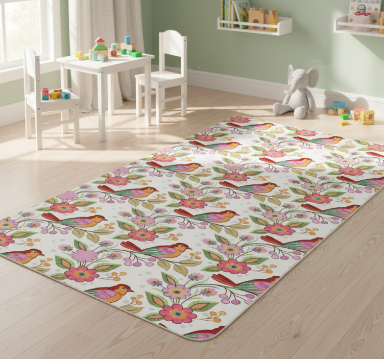 Red and orange birds animal vinyl rug - TenStickers