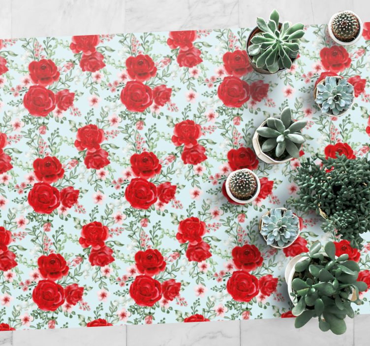 Red Floral Elegance flower rug - TenStickers