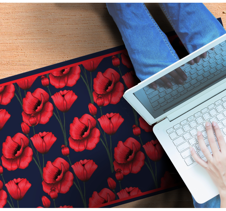 Red Poppy Arrangement floral vinyl rug - TenStickers