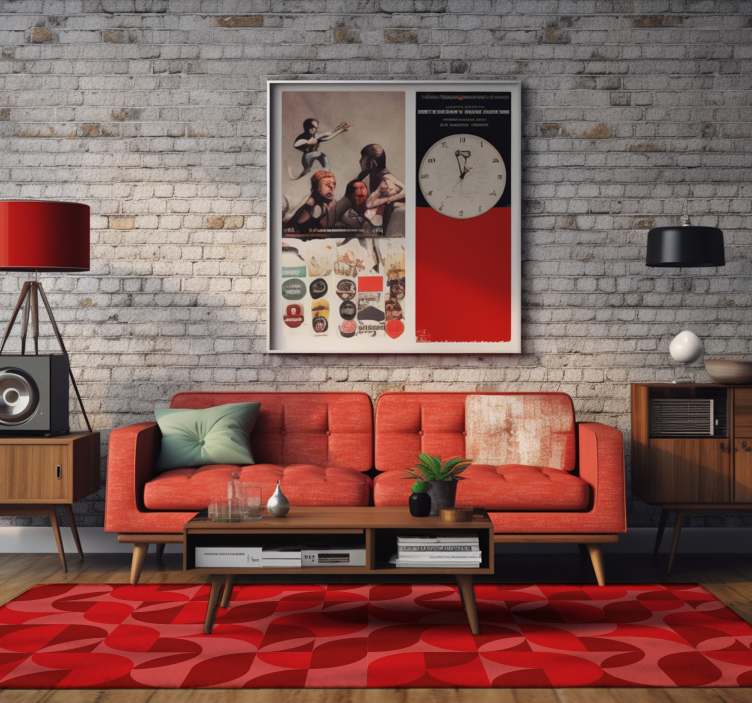 Red retro design living room rug - TenStickers
