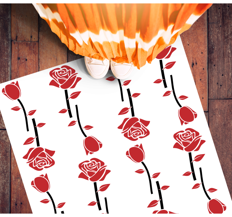 Red Rose Patterns floral vinyl rug - TenStickers