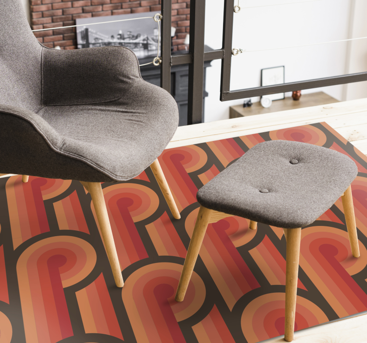 Retro curved patterns vintage vinyl rug - TenStickers