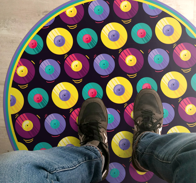 Retro Discs Composition game vinyl rug - TenStickers