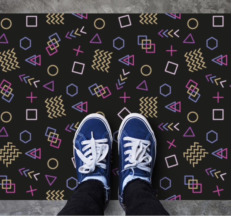 Retro Geometric Shapes vintage vinyl rug - TenStickers