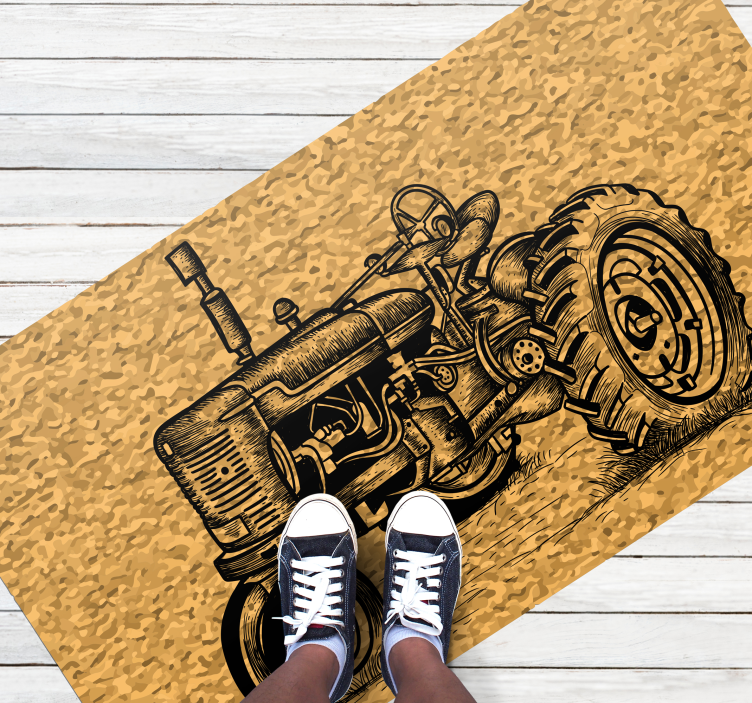 Classic Tractor Artwork vintage vinyl rug - TenStickers