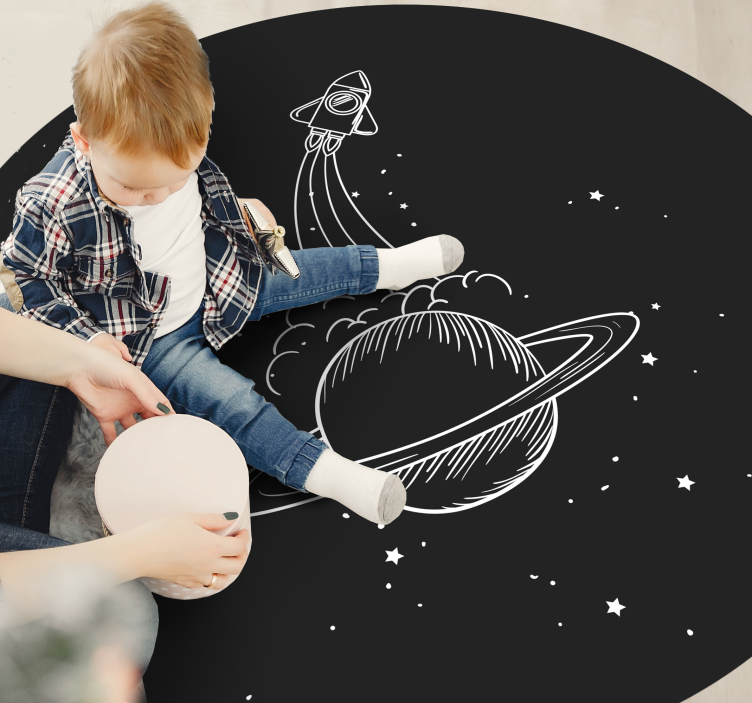 Rocket in Orbit star vinyl rug - TenStickers