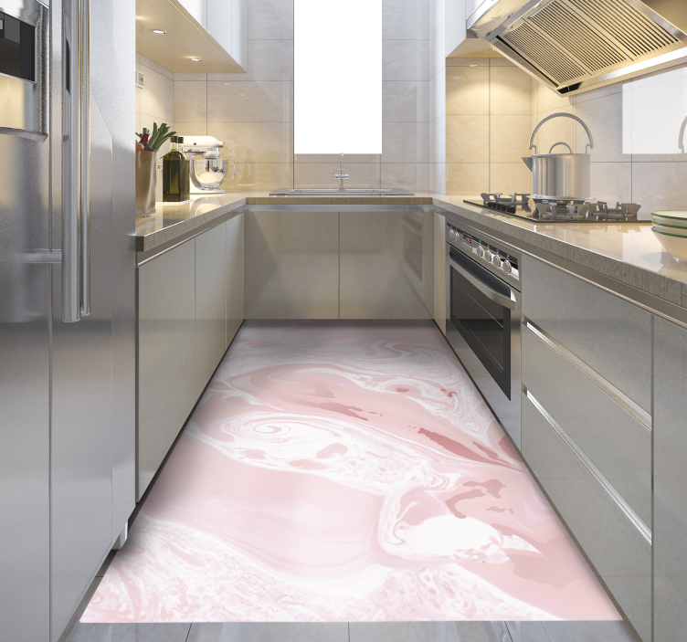 Rose gold marble vinyl kitchen mat - TenStickers