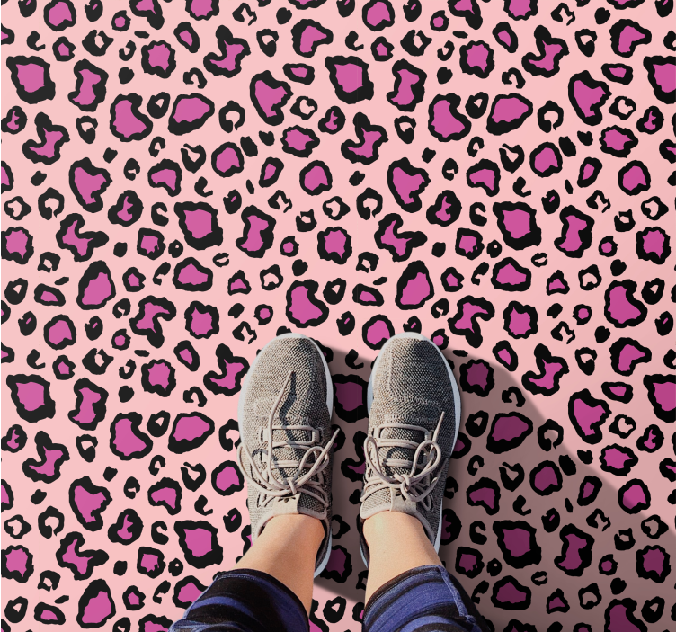 Rose Leopard Dots animal print vinyl rug - TenStickers