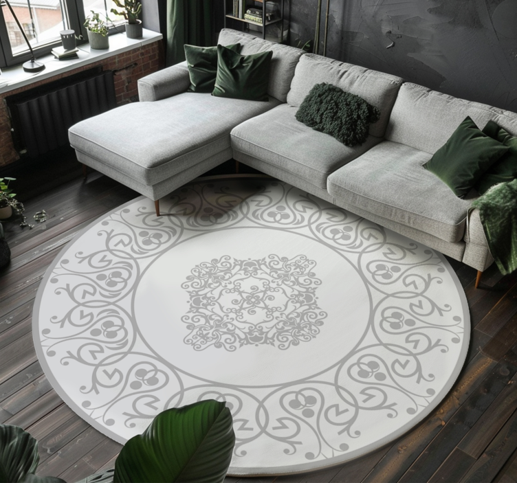 round damask white  vinyl rug - TenStickers