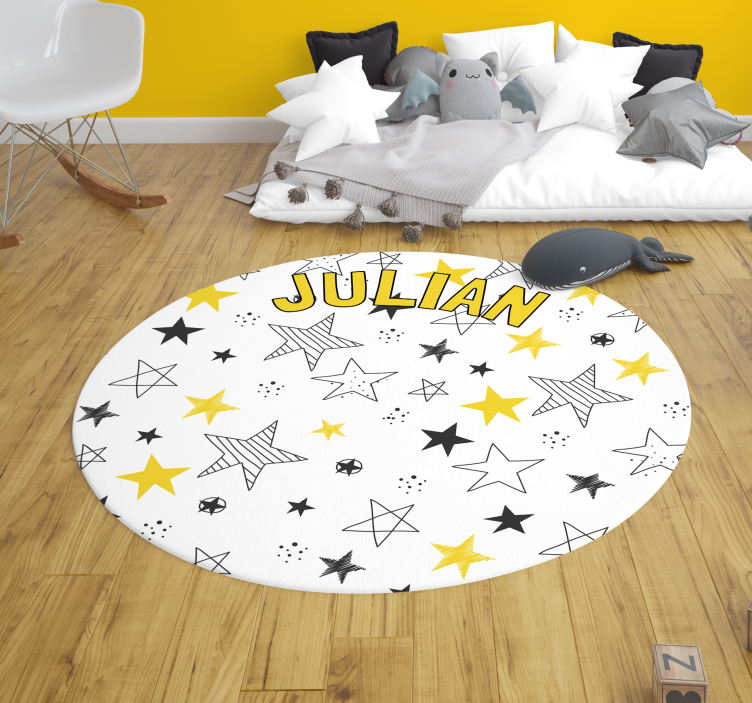 Fabulous round personalizable stars vinyl rug - TenStickers