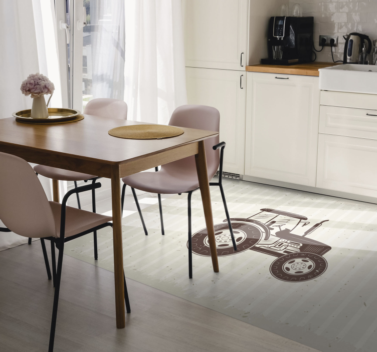 Rustic Tractor Representation textured vinyl rug - TenStickers