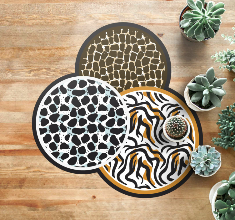 Safari Motif Trio animal print vinyl rug - TenStickers