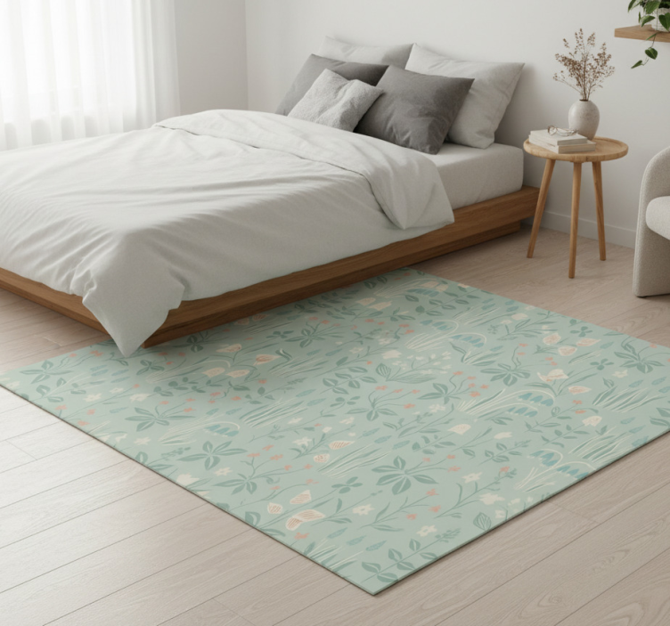 Scandi floral bedroom vinyl rug - TenStickers