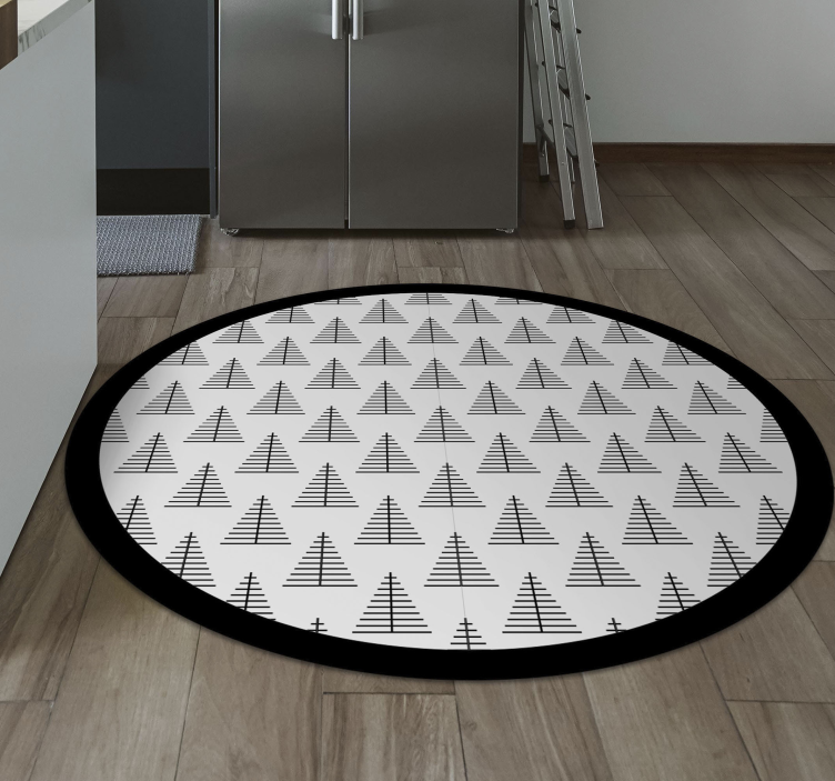 Scandinavian vinyl rug with geometric gray trees - TenStickers