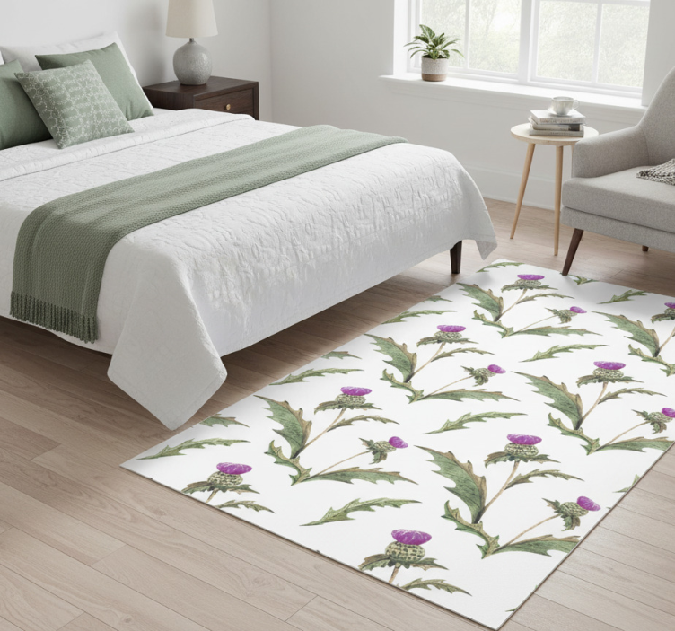 Scottish thistles bedroom vinyl rug - TenStickers