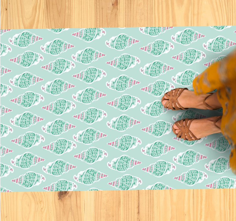 Green seashell concept bathroom vinyl rug - TenStickers