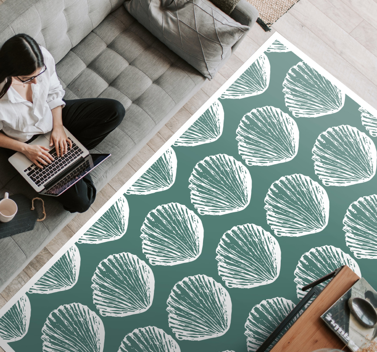 Shell Pattern floral vinyl rug - TenStickers