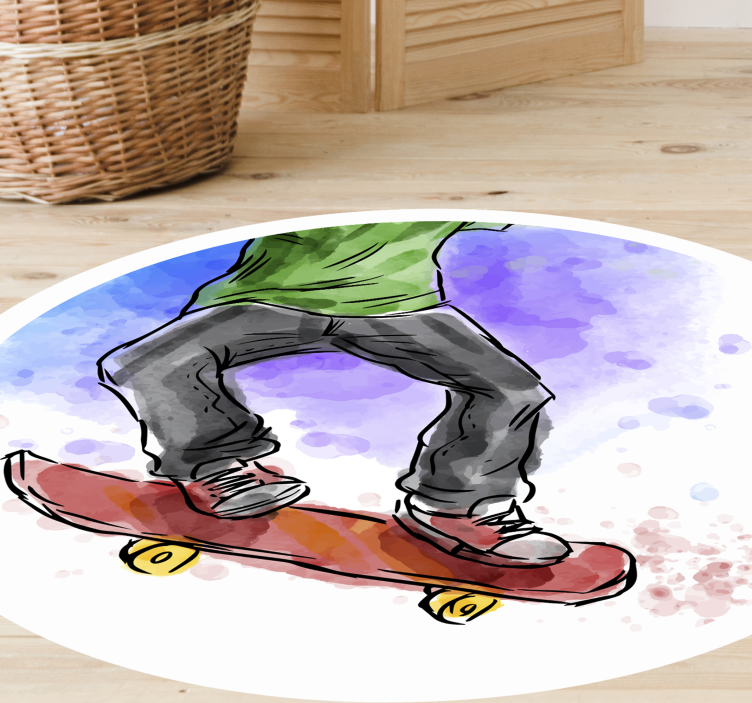 Skateboard Illustration kids vinyl rug - TenStickers