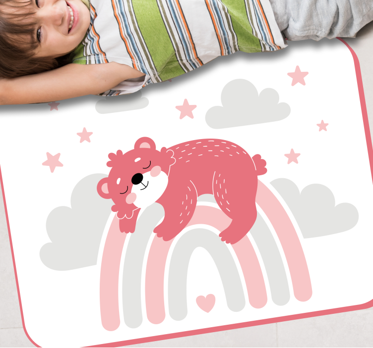 Sleepy bear rainbow kids vinyl rug - TenStickers