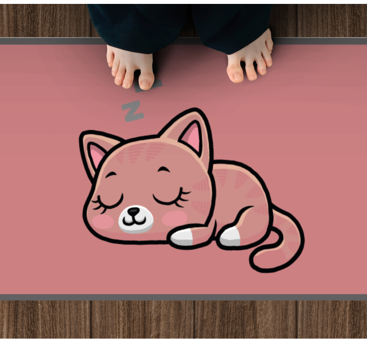 Slumbering feline animal vinyl rug - TenStickers