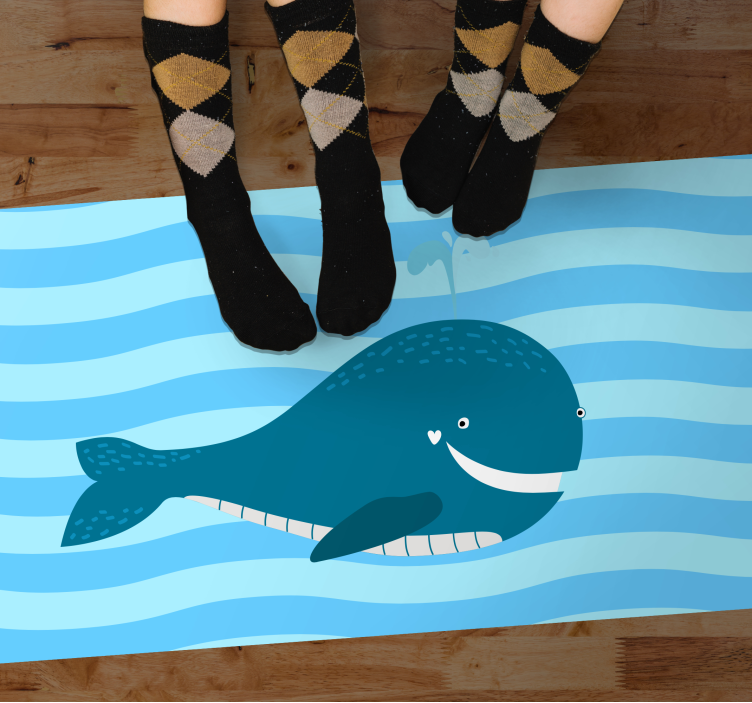 Smiling whale illustration playroom vinyl rug - TenStickers