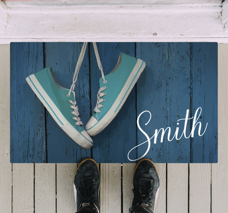 Sneakers Personalization textured vinyl rug - TenStickers