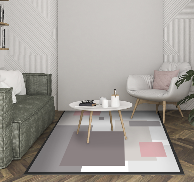 Sober nordic tones squares nordic vinyl rug - TenStickers