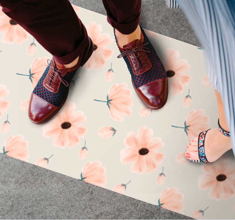 Gentle Motif floral vinyl rug - TenStickers