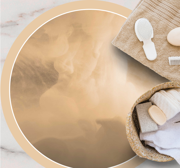 Soft Cream Waves bathroom vinyl rug - TenStickers