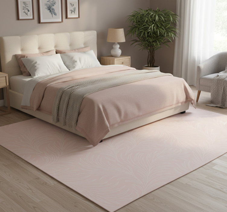 Soft pink botanical bedroom vinyl rug - TenStickers