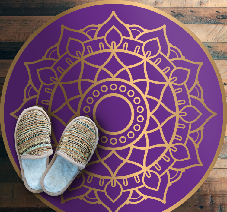 Purple and golden motif mandala vinyl rug - TenStickers