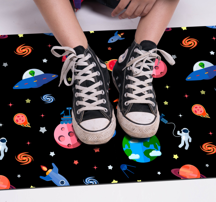Space Adventure Print kids vinyl rug - TenStickers