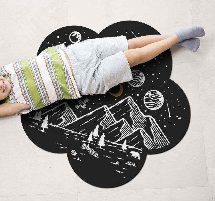 Space Adventure Scene game vinyl rug - TenStickers