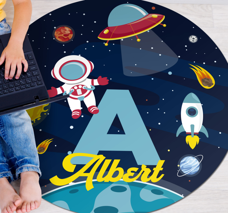 Space and galaxy with name  personalized mat - TenStickers