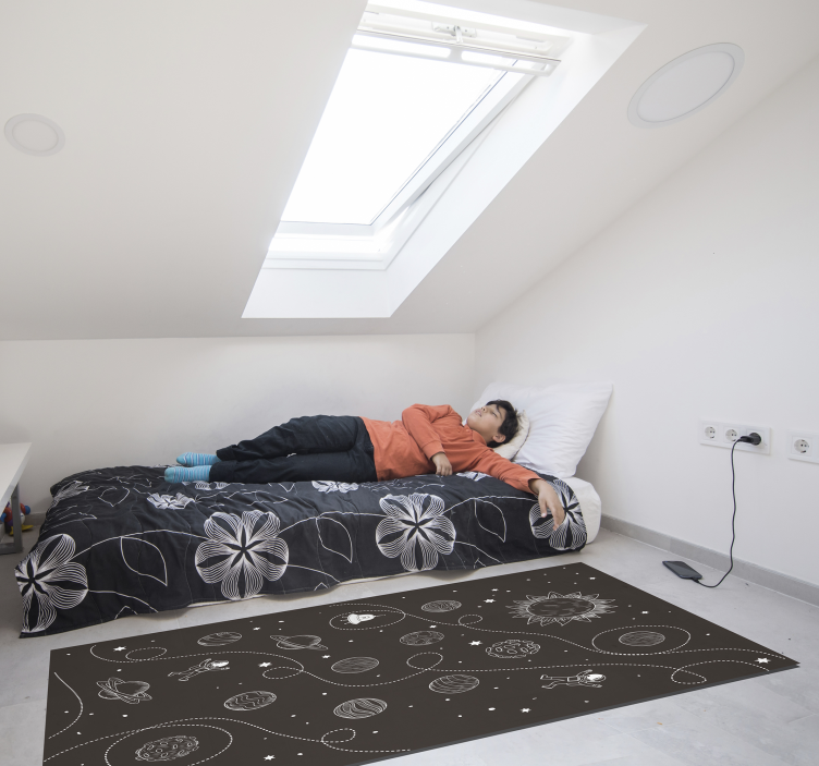 Space Exploration Theme game vinyl rug - TenStickers