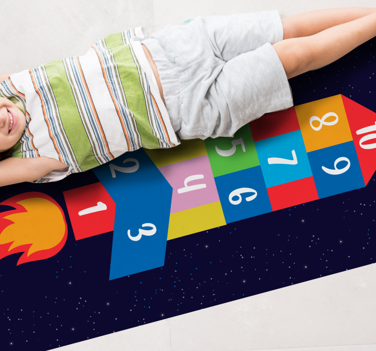 Space Hopscotch game vinyl rug - TenStickers
