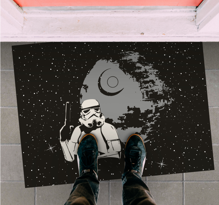 Space Stormtrooper Scene kids vinyl rug - TenStickers