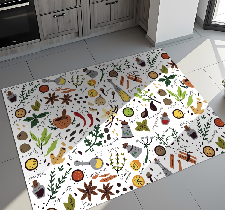 Spices Illustration Design kitchen vinyl rug - TenStickers