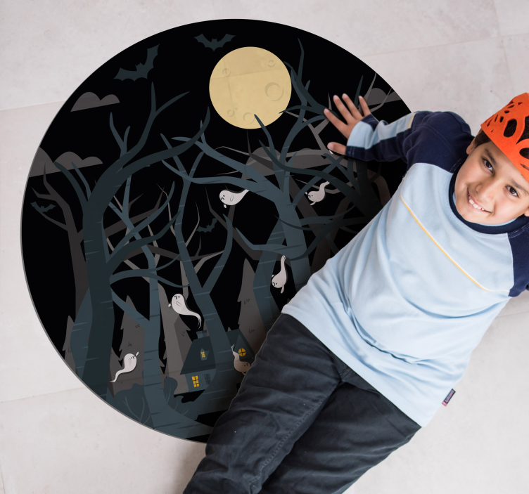 Spooky Forest Scene halloween vinyl rug - TenStickers