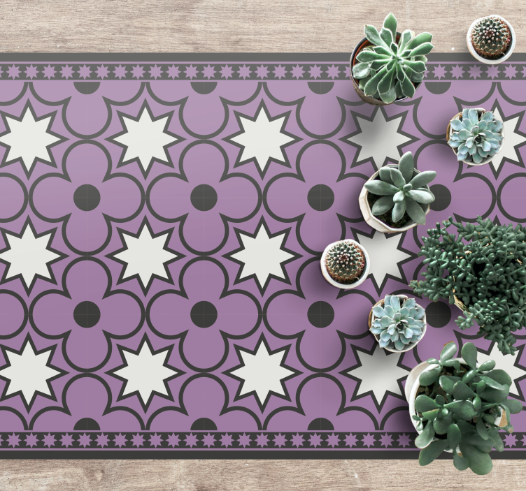 Star Patterned Motif tile vinyl rug - TenStickers