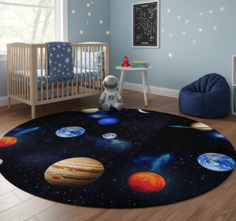 Star vinyl rug cosmos space planets - TenStickers