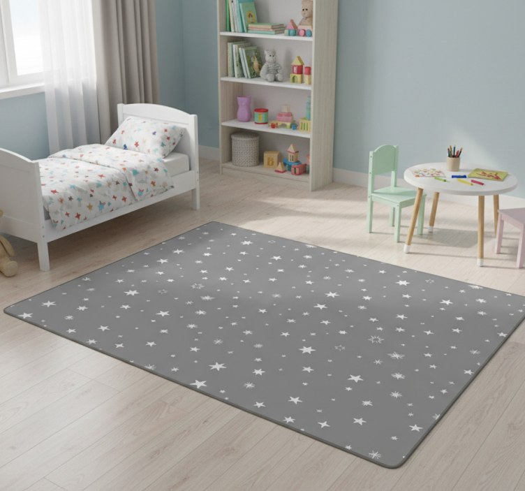 Star vinyl rug gray background with white stars - TenStickers