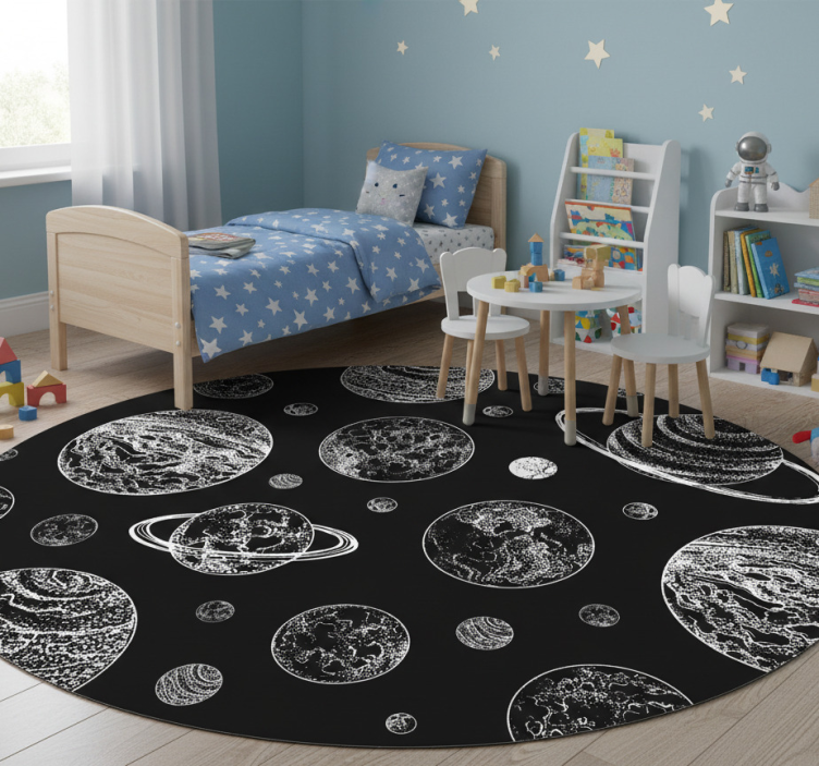 Star vinyl rug in black and white space - TenStickers