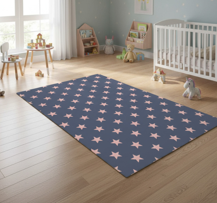 Star vinyl rug in pink and grey stars - TenStickers